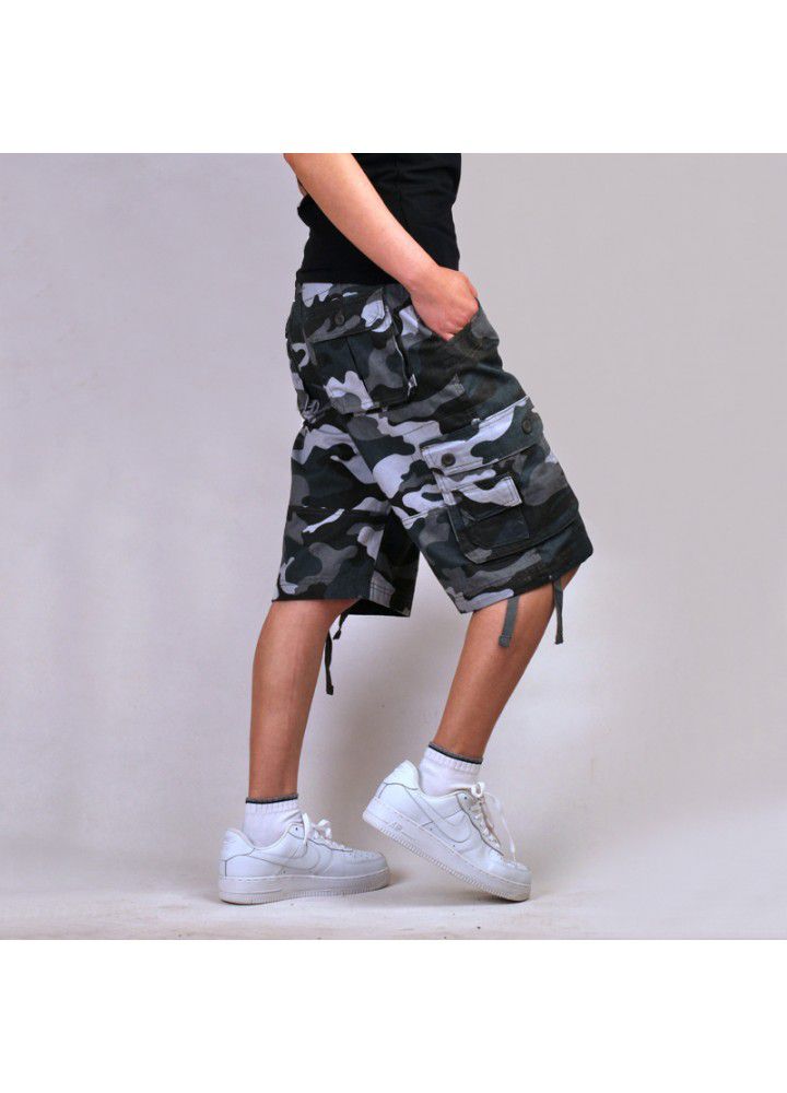 2021 new Multi Pocket tooling pants camouflage pants large men's Pants Capris European men's pants