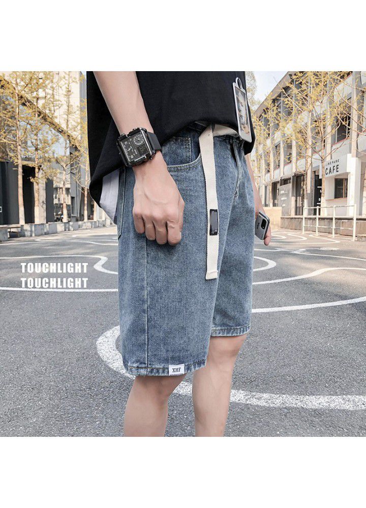 Summer casual jeans shorts men's thin straight Capris Korean men's new jeans fashion men's fashion