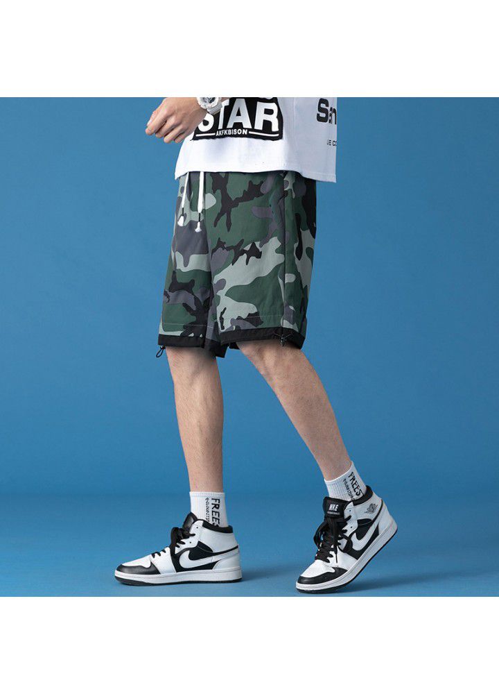 Summer 2021 new 5-point casual pants men's fashion brand Street loose straight camouflage pants sportswear fashion