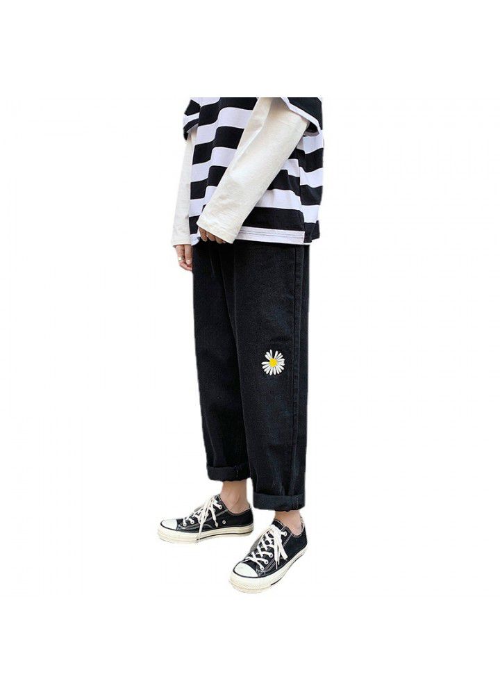 Wide leg straight tube loose Daisy jeans men's spring Hong Kong Style Korean style long pants