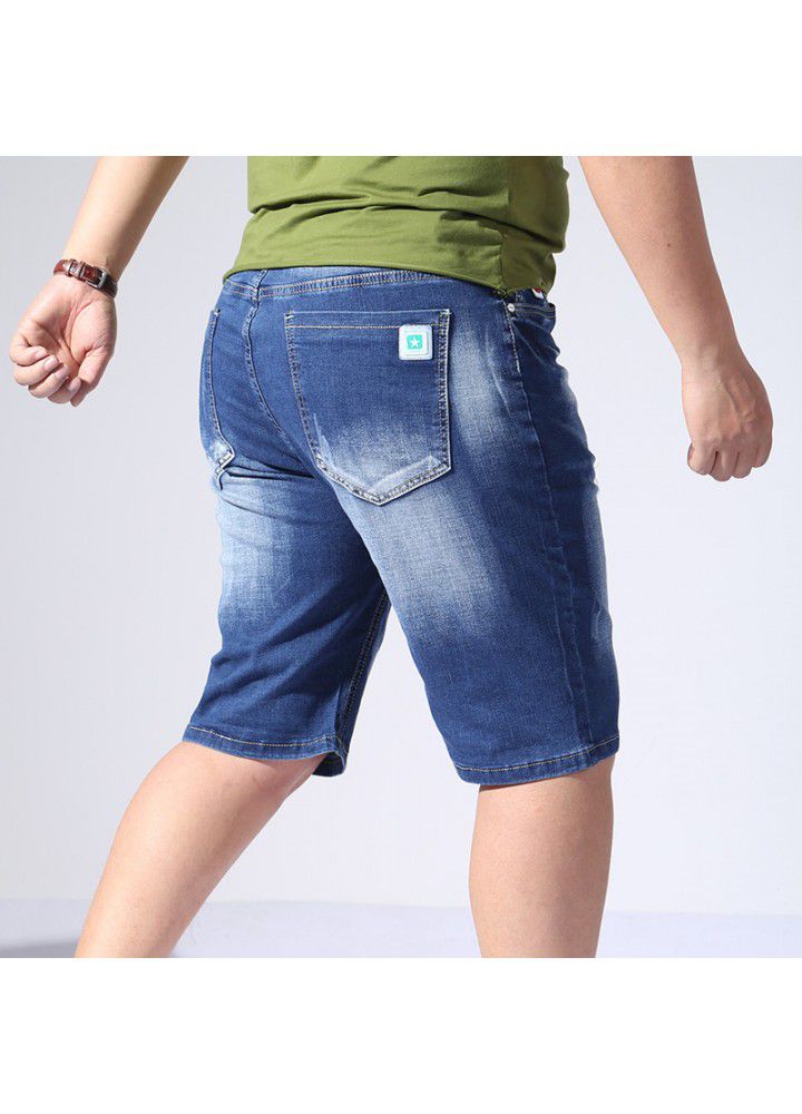 2021 new denim shorts men's wholesale summer thin large stretch denim perforated straight men's Capris