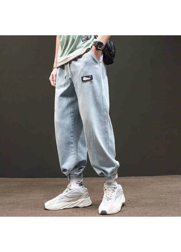 Chaopai Capris Japanese retro loose Street jeans Harajuku style elastic waist banded hip hop Harem Pants men's pants