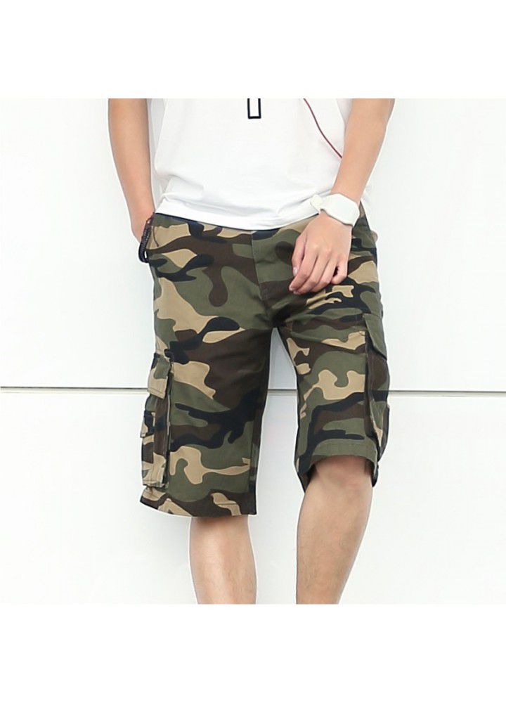 Factory direct sale can process pure cotton washable Multi Pocket camouflage pants men's wear pants large size Capris men's wear pants