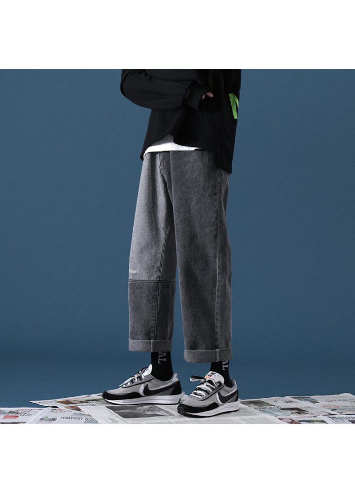 Spring and autumn winter straight jeans men's loose BF lazy style Korean students show thin retro 2021 new fashion