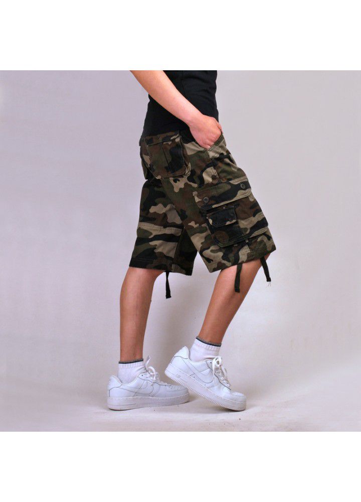 2021 new Multi Pocket tooling pants camouflage pants large men's Pants Capris European men's pants