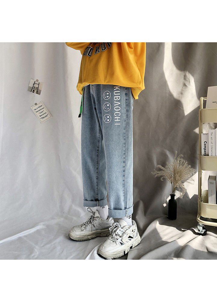 Harajuku style jeans men's fashion brand loose straight pants