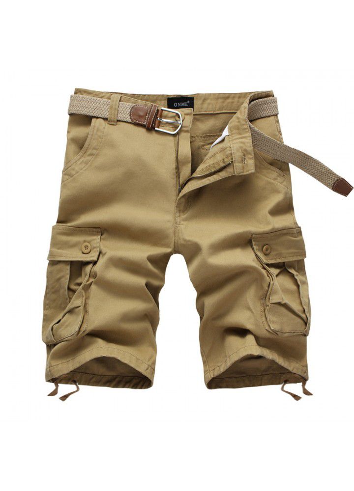 Men's European and American cross border multi bag tooling shorts pure cotton Capris loose large casual pants summer men's pants