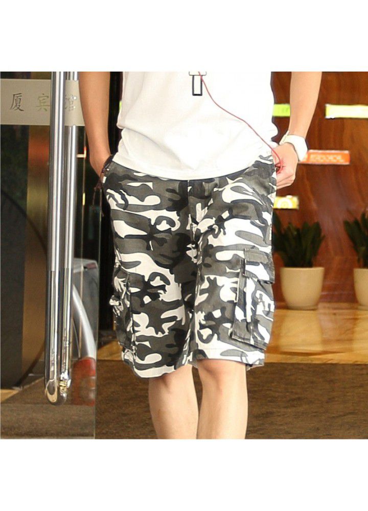 Factory direct sale can process pure cotton washable Multi Pocket camouflage pants men's wear pants large size Capris men's wear pants