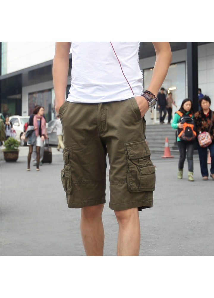Europe and the United States sell cotton washed Multi Pocket tooling pants, outdoor Capris, summer pants, long-term stock
