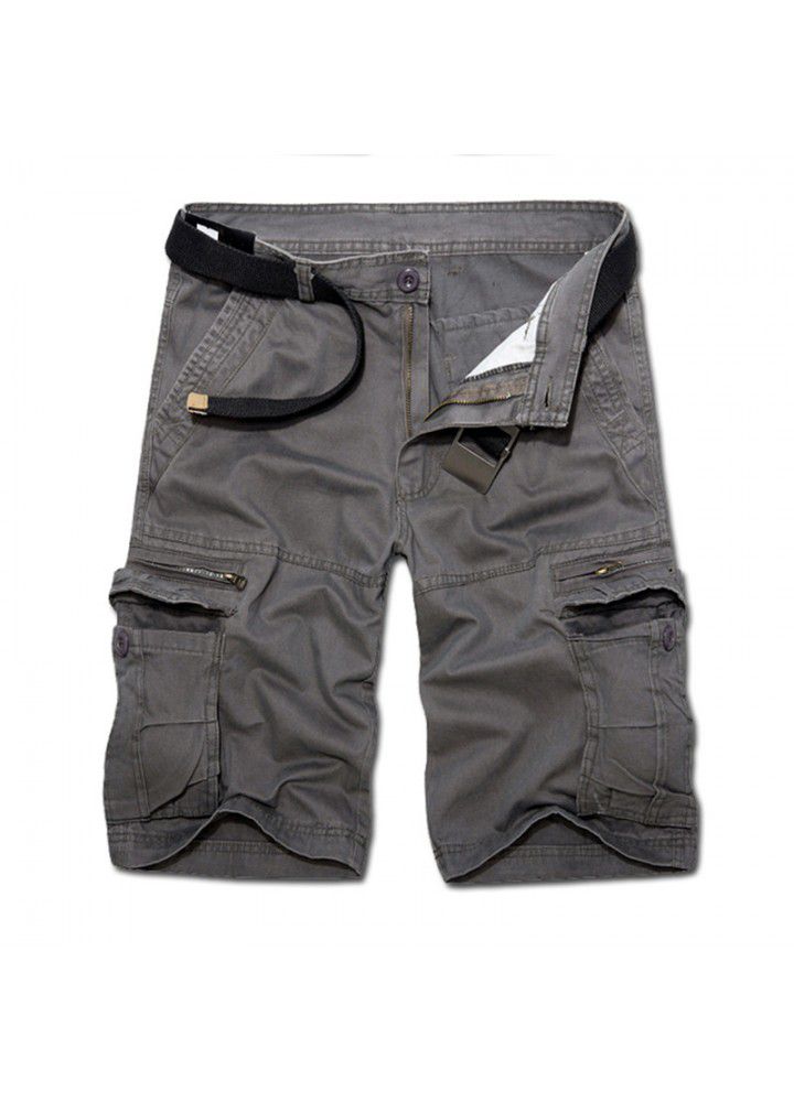 2021 new men's multi bag pants loose size men's casual pants overalls men's Capris
