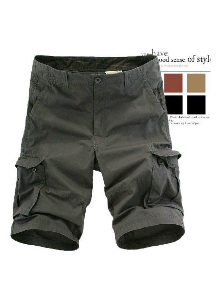 Agent: Cotton Multi Pocket men's overalls, Capris, medium pants, European and American medium pants