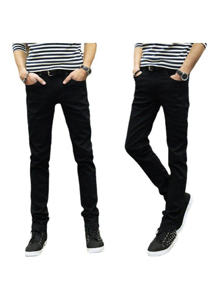 Wholesale new men's jeans 2021 spring and summer slim legged men's pants fashion Korean pants