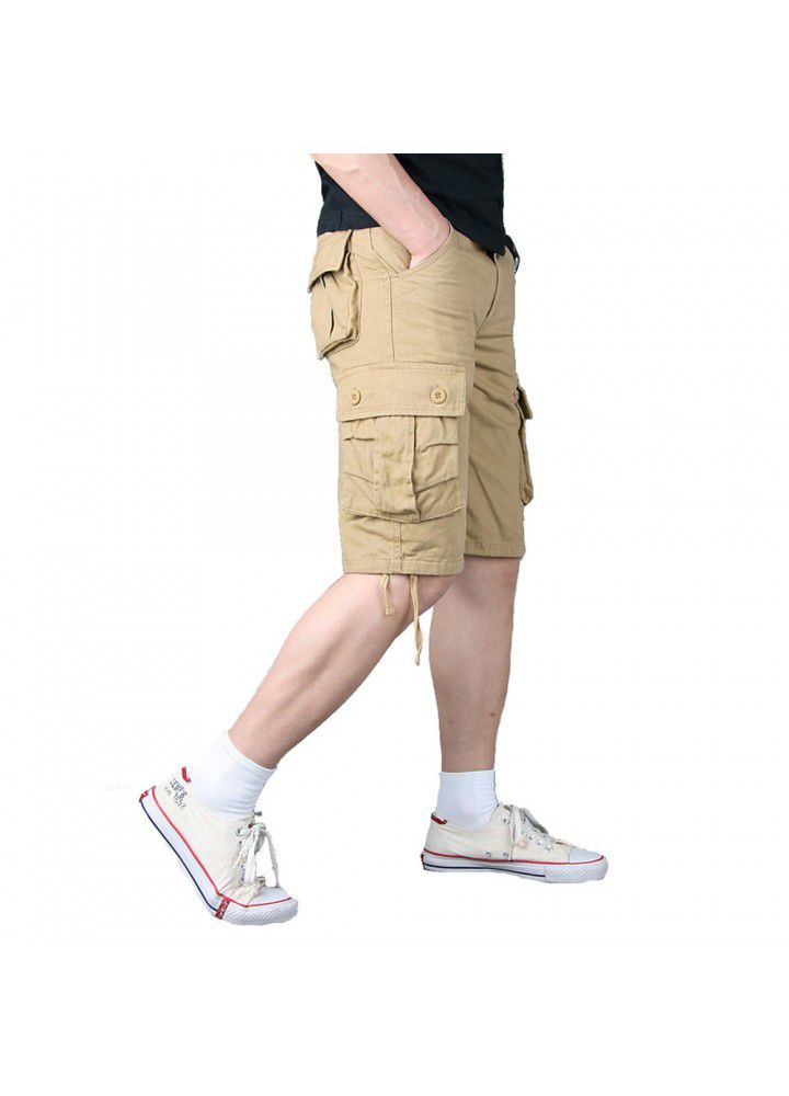 2021 new Multi Pocket Capris men's casual summer loose large beach Korean 5-piece pants