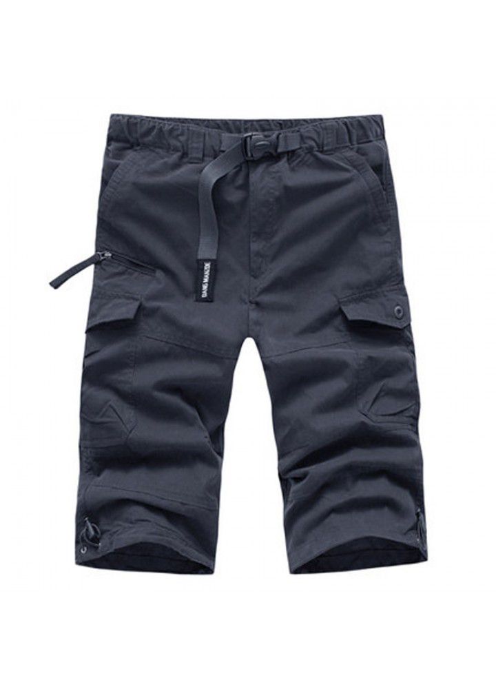 2021 new summer lightweight tooling military Capris sports beach pants Multi Pocket Capris European pants