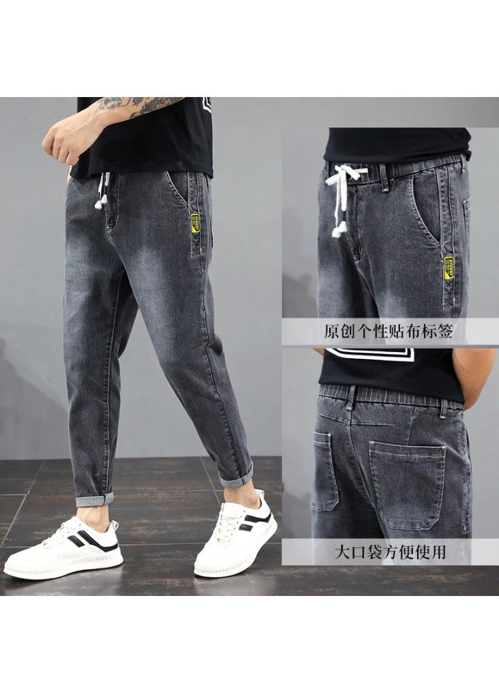 Spring and autumn new jeans loose men's nine point Korean fashion small foot leisure Harlan pants