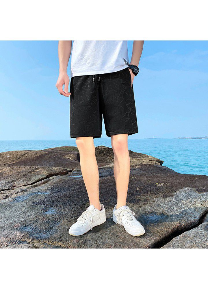 2021 summer youth large casual pants men's loose thin five point short pants cross border quick drying beach pants
