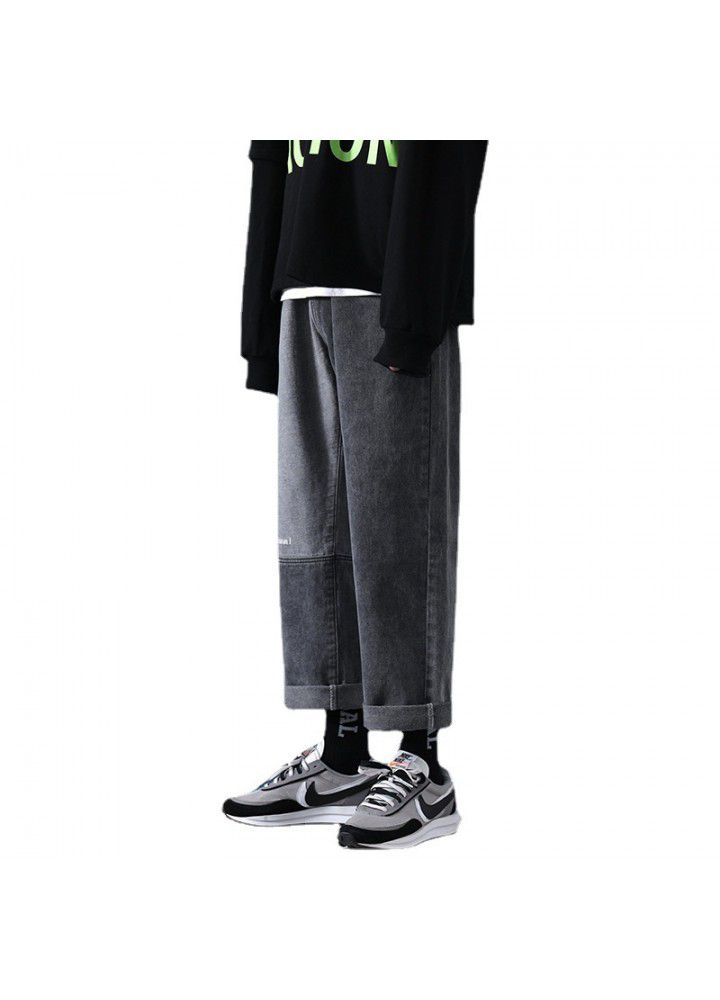 Spring and autumn winter straight jeans men's loose BF lazy style Korean students show thin retro 2021 new fashion