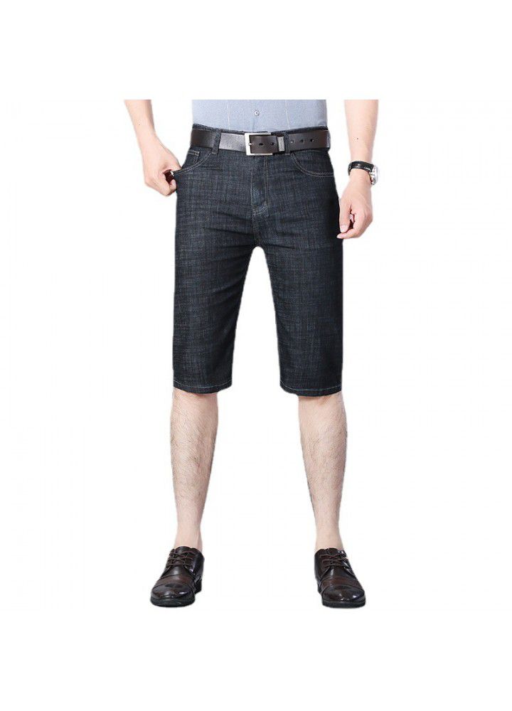 Men's summer Jeans Shorts casual Korean youth elastic black thin 5-point Chinese pants Korean men's pants