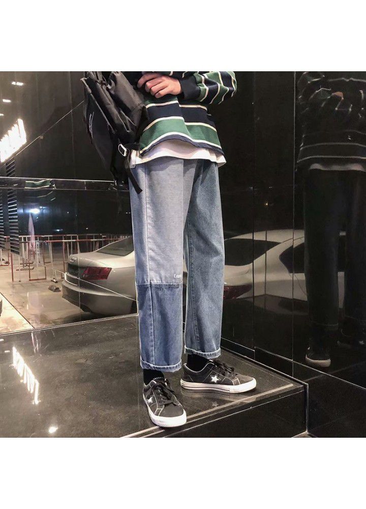 Trendy men's fashion jeans men's Japanese trendy brand elastic loose straight wide leg pants personality trend men's jeans