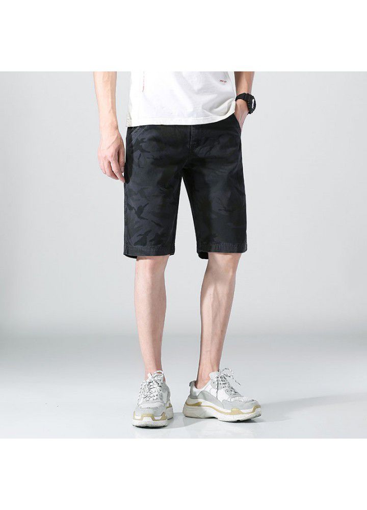 Camouflage casual pants men's summer new straight cotton shorts fashion loose tooling pants men's fashion cross border