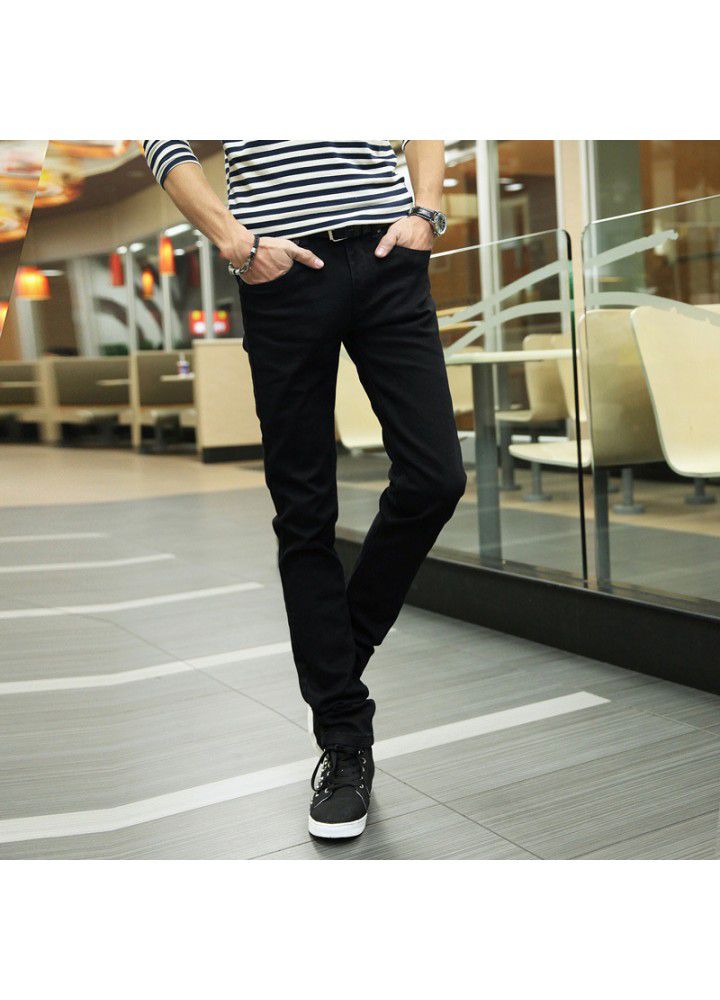 Wholesale new men's jeans 2021 spring and summer slim legged men's pants fashion Korean pants