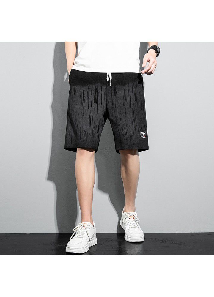 2021 summer Capri casual pants Korean ins fashion brand loose tie dyed elastic short pants men's beach pants fashion