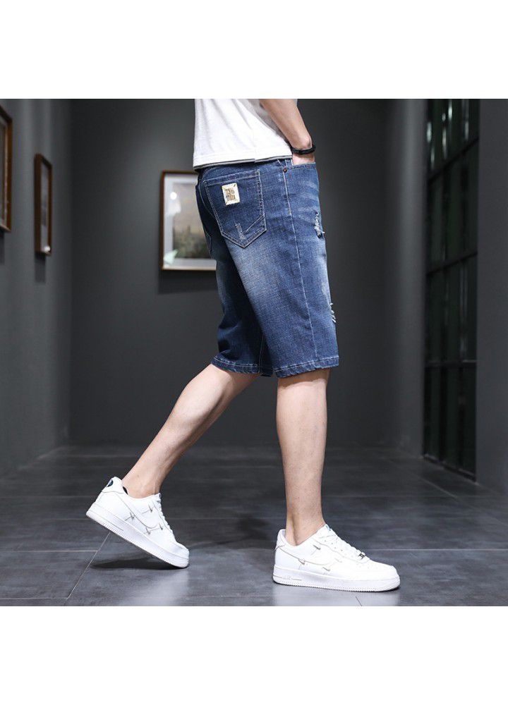 Denim shorts men's summer thin denim pants Korean casual slim youth straight jeans
