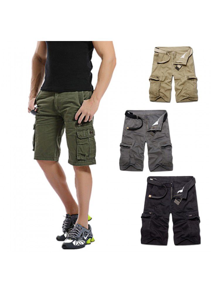 2021 new men's multi bag pants loose size men's casual pants overalls men's Capris