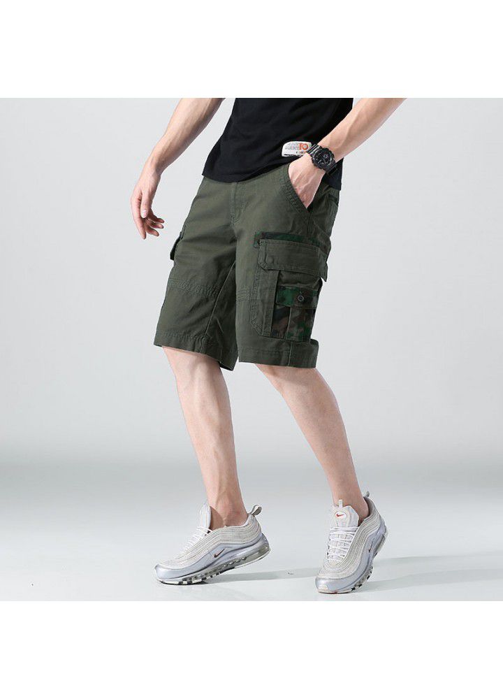 Camouflage casual pants men's summer new straight cotton shorts fashion loose tooling pants men's fashion cross border