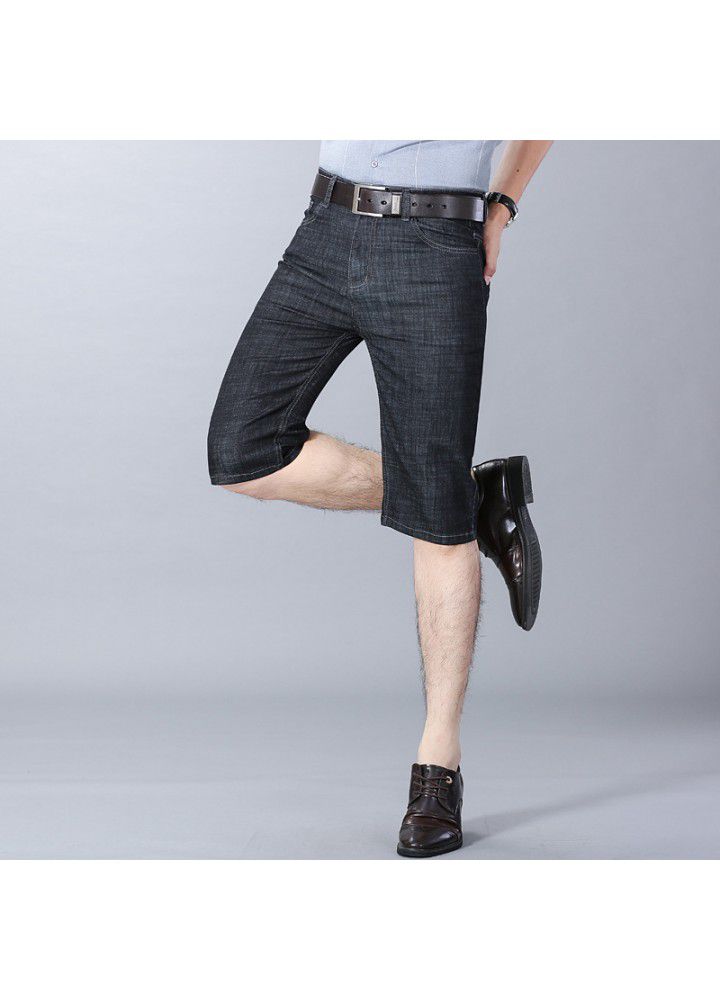Summer men's jeans 2021 thin 5-point pants elastic Korean wash leisure Youth Foreign Trade shorts
