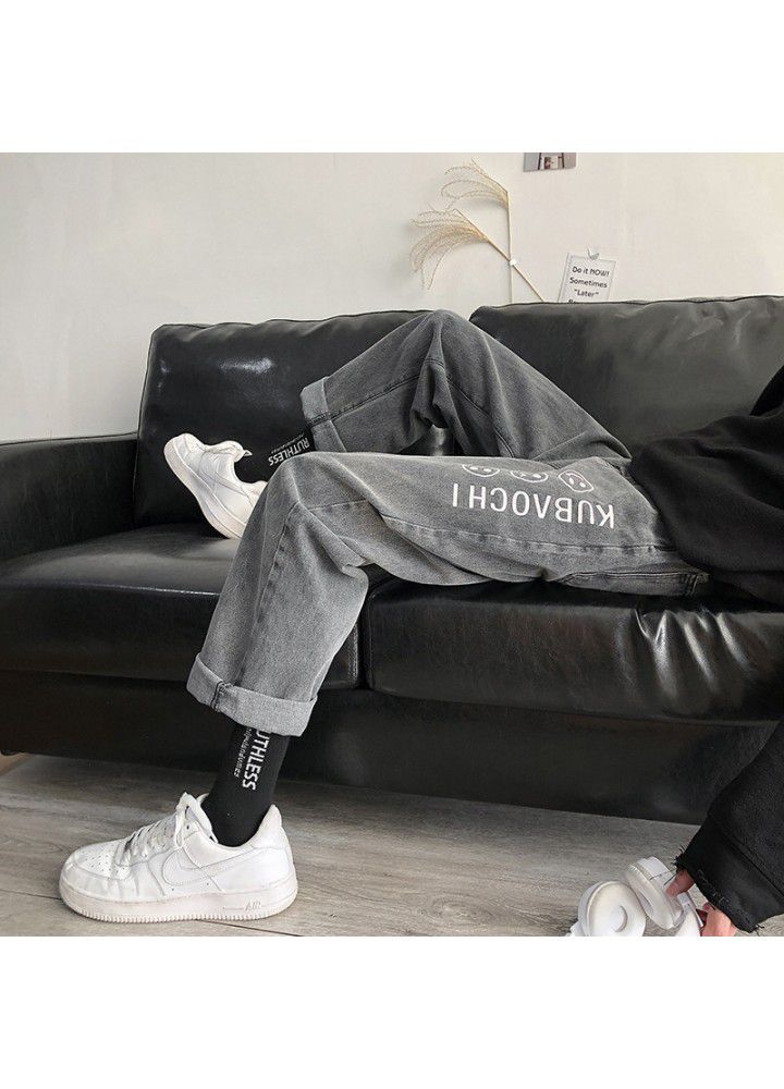 Harajuku style jeans men's fashion brand loose straight pants