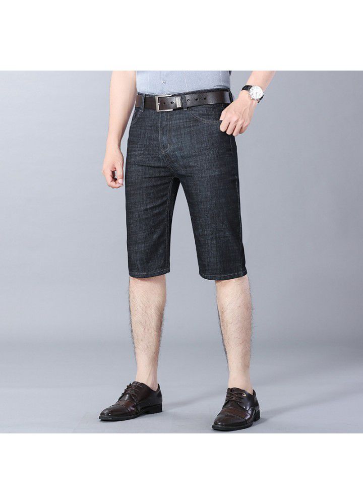 Summer men's jeans 2021 thin 5-point pants elastic Korean wash leisure Youth Foreign Trade shorts