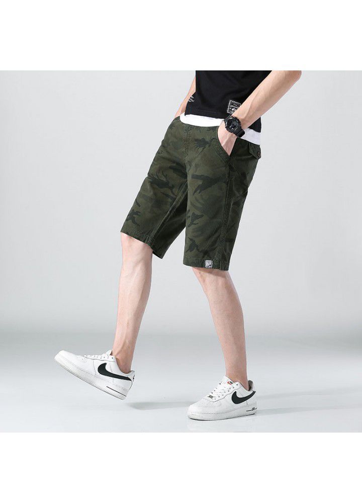 Camouflage casual pants men's summer new straight cotton shorts fashion loose tooling pants men's fashion cross border