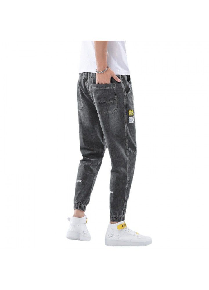 20 new jeans men's spring and autumn new fashion brand men's pants loose legged casual pants men's harem Capris