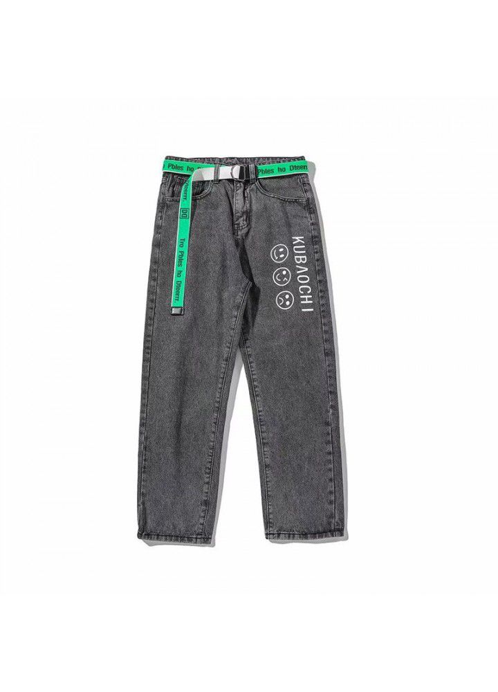 Harajuku style jeans men's fashion brand loose straight pants