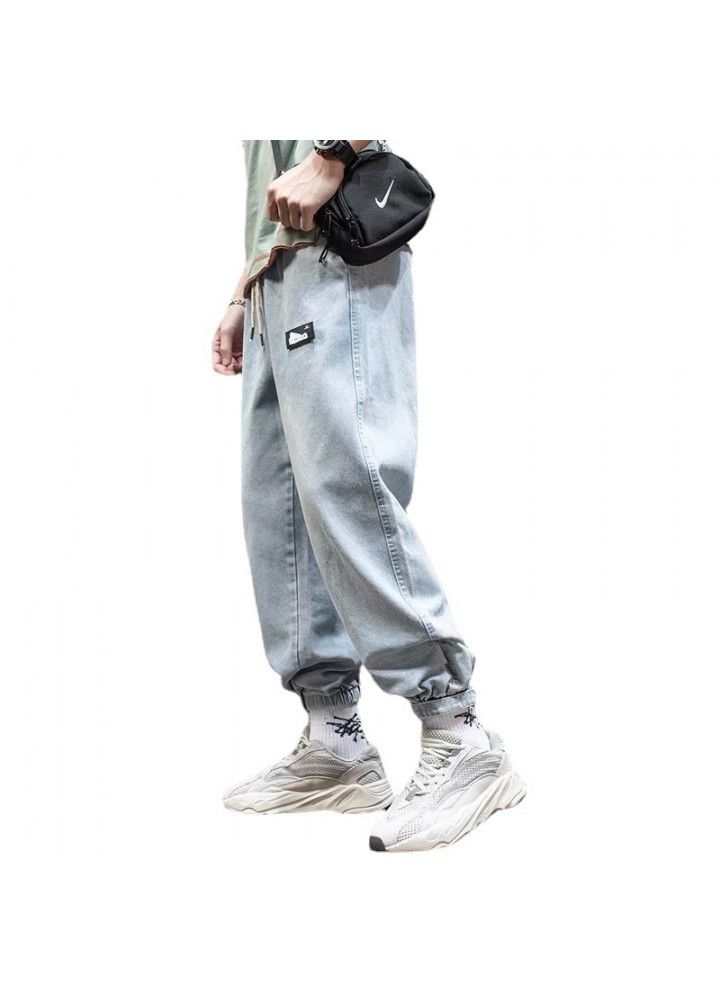 Chaopai Capris Japanese retro loose Street jeans Harajuku style elastic waist banded hip hop Harem Pants men's pants