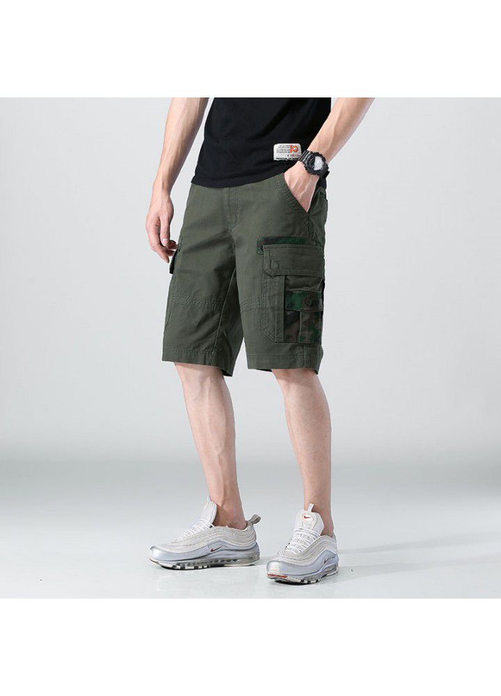 Camouflage casual pants men's summer new straight cotton shorts fashion loose tooling pants men's fashion cross border