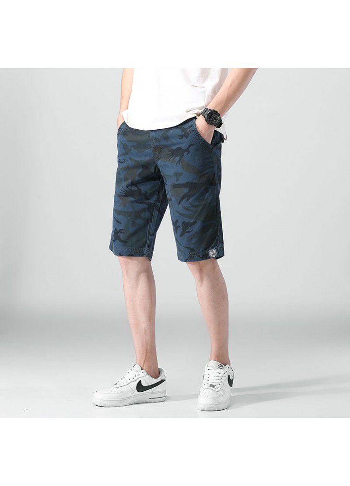 Camouflage casual pants men's summer new straight cotton shorts fashion loose tooling pants men's fashion cross border