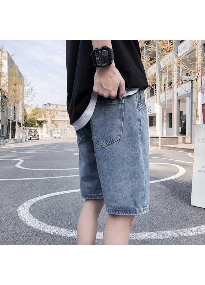 Summer casual jeans shorts men's thin straight Capris Korean men's new jeans fashion men's fashion