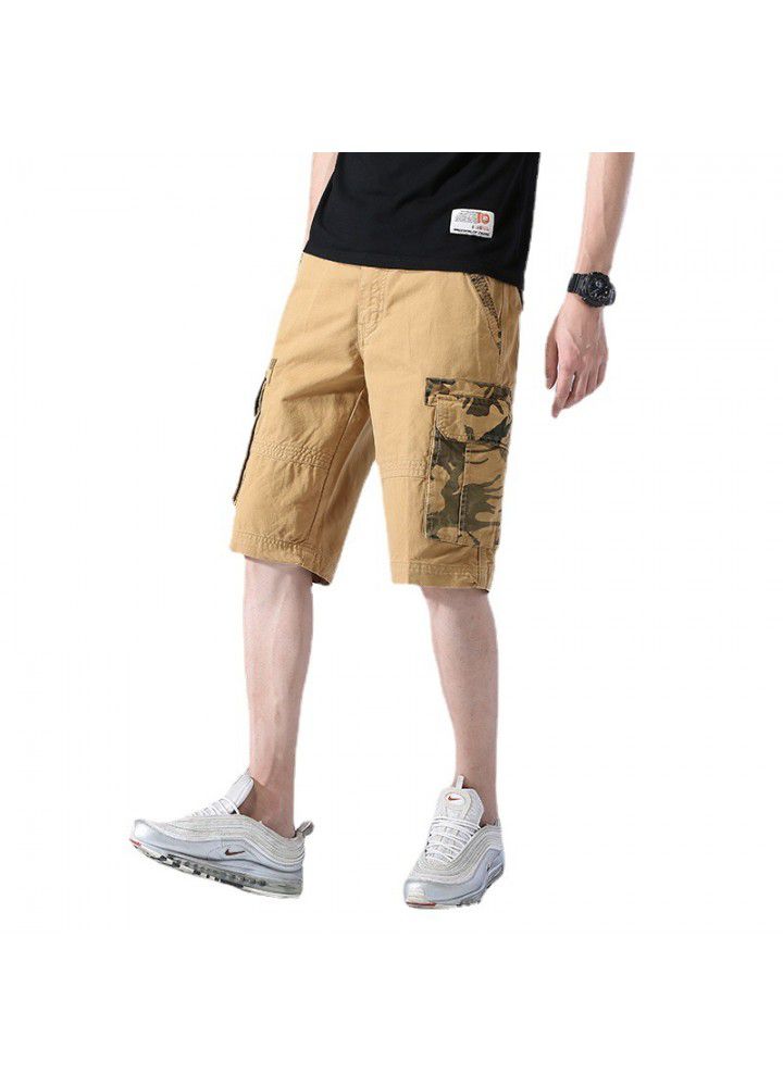 Camouflage casual pants men's summer new straight cotton shorts fashion loose tooling pants men's fashion cross border
