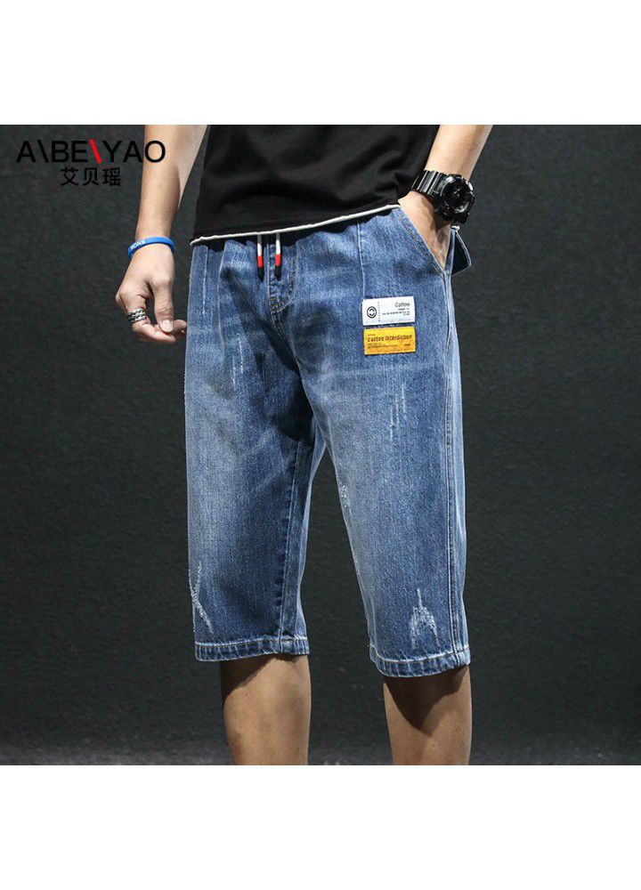 Men's jeans summer new thin 5 / 7 shorts Korean leisure youth trend straight shorts
