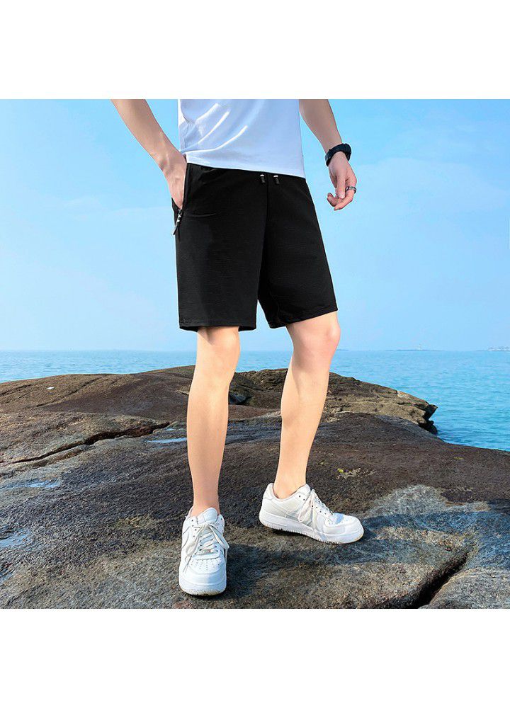 2021 summer youth large casual pants men's loose thin five point short pants cross border quick drying beach pants