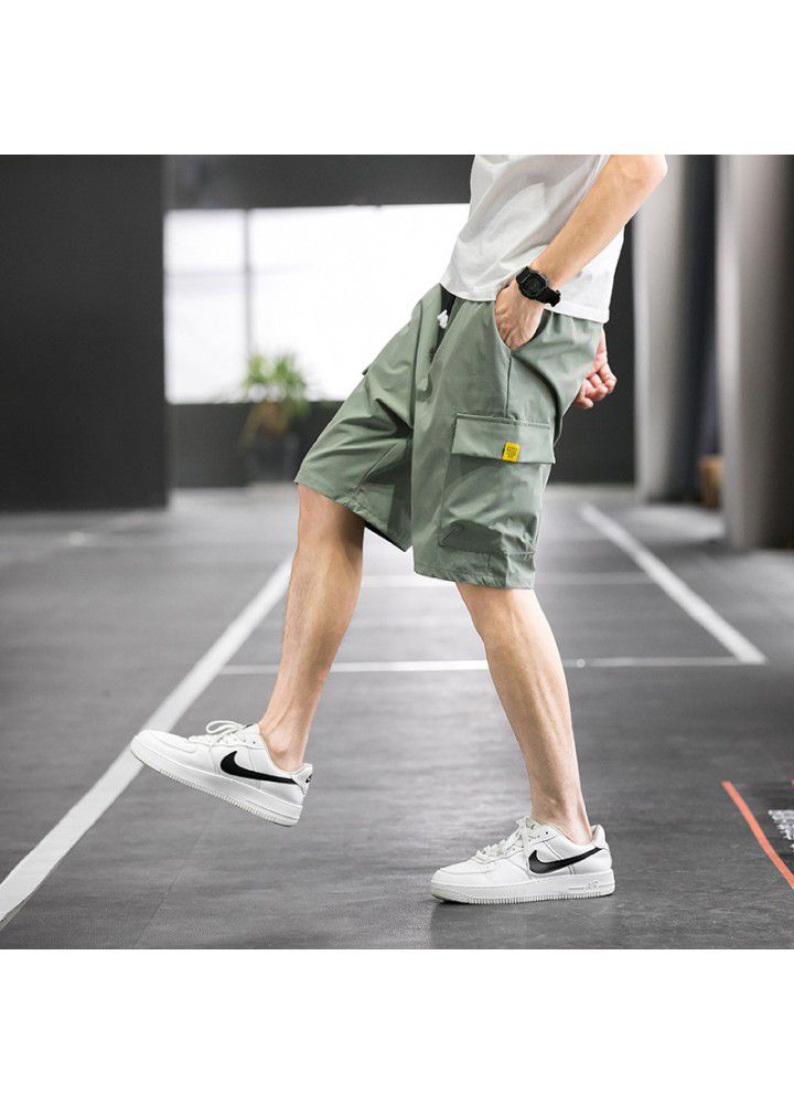 Summer solid color casual pants men's Korean youth fashion pants men's beach pants fashion