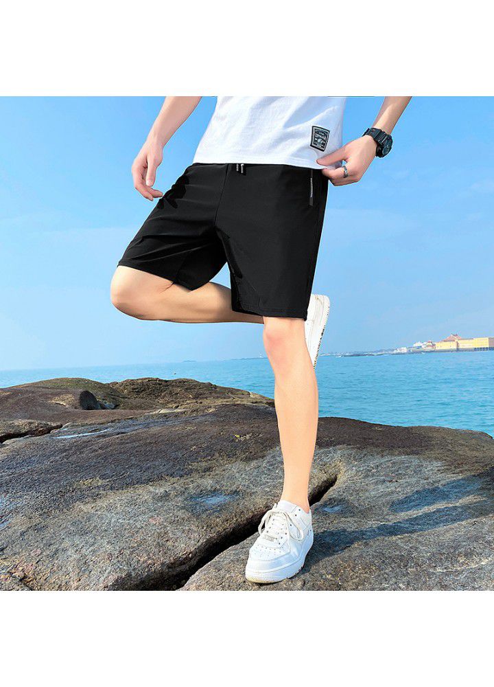 2021 summer youth large casual pants men's loose thin five point short pants cross border quick drying beach pants