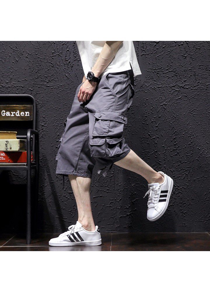 Amazon's best selling men's Multi Pocket leisure sports Capris men's overalls midpants Capris