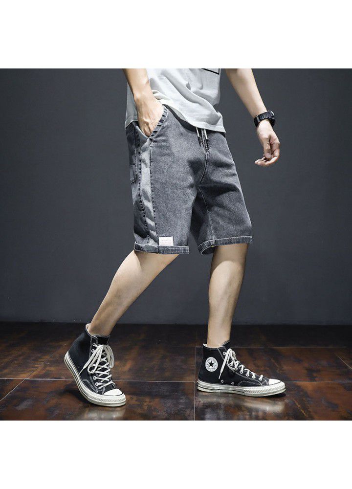 Denim shorts men's loose straight Korean fashion summer thin casual fashion men's five point summer pants