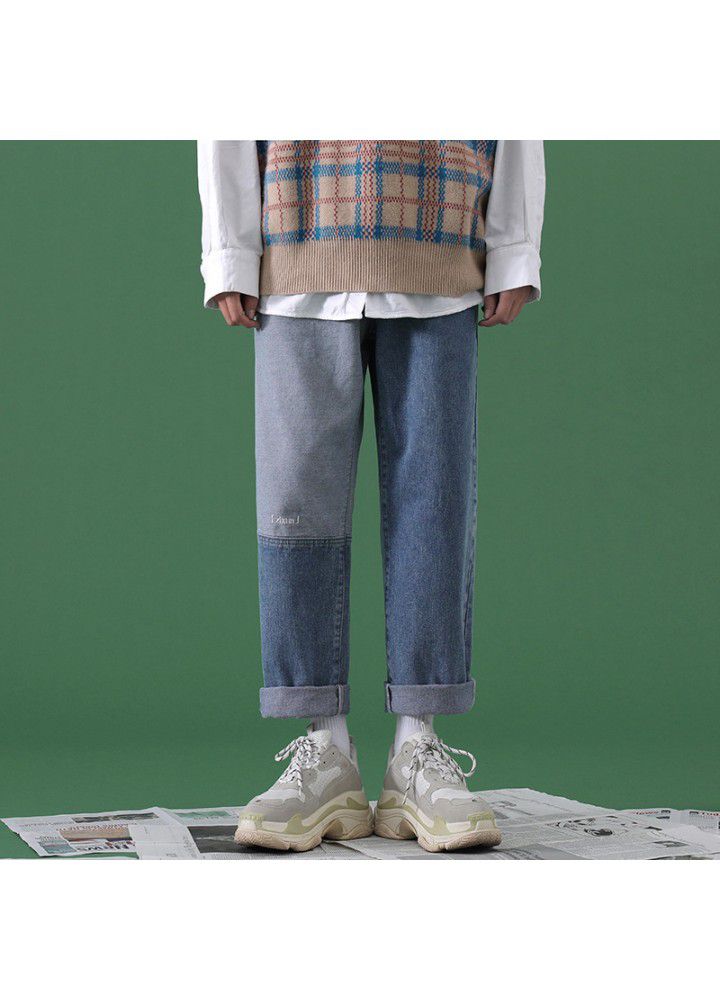 Spring and autumn winter straight jeans men's loose BF lazy style Korean students show thin retro 2021 new fashion