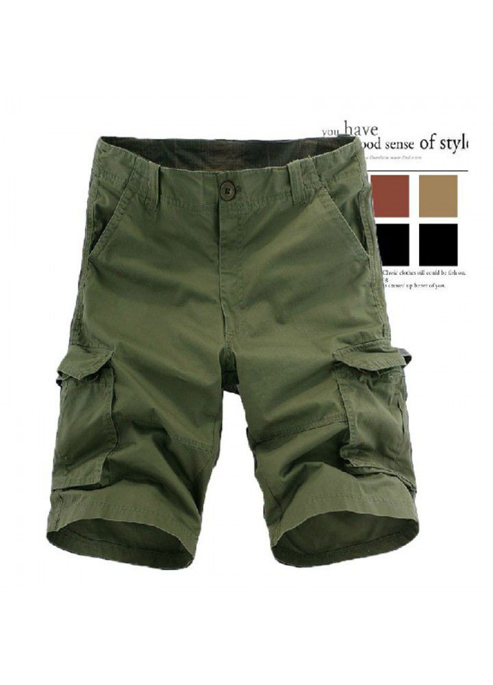 Agent: Cotton Multi Pocket men's overalls, Capris, medium pants, European and American medium pants