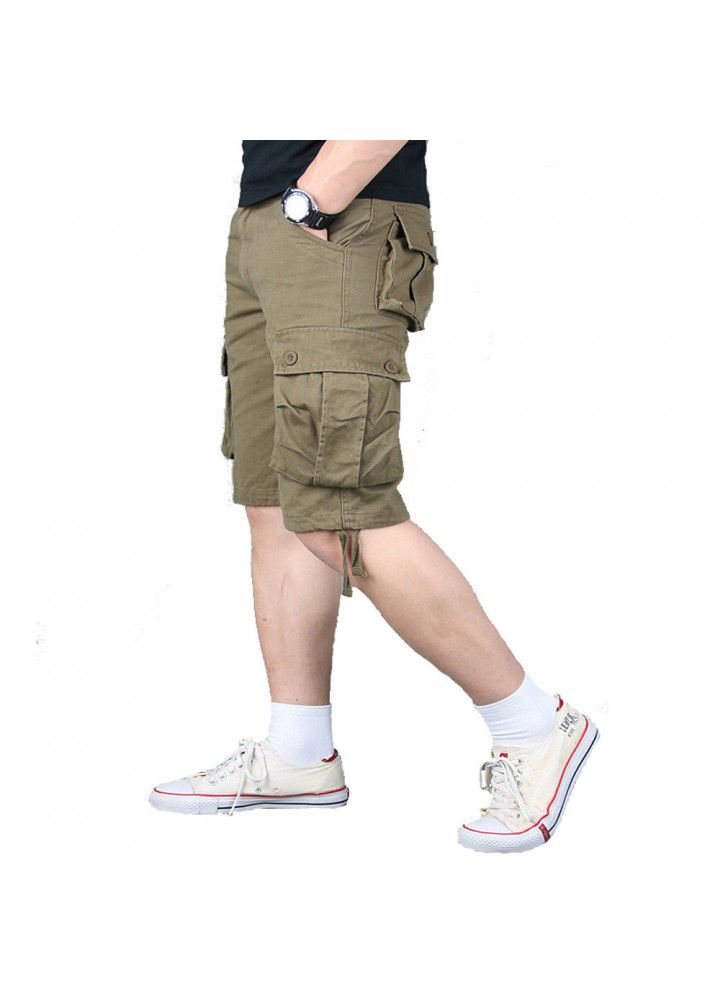 2021 new Multi Pocket Capris men's casual summer loose large beach Korean 5-piece pants