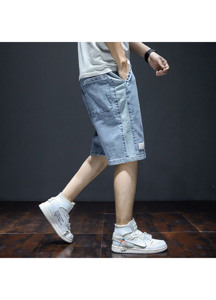 Denim shorts men's loose straight Korean fashion summer thin casual fashion men's five point summer pants